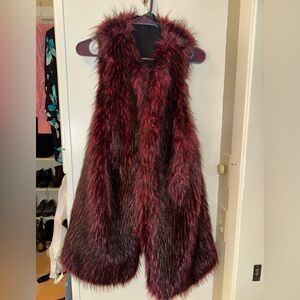 Karen Kane Deep Red Faux Fur Vest